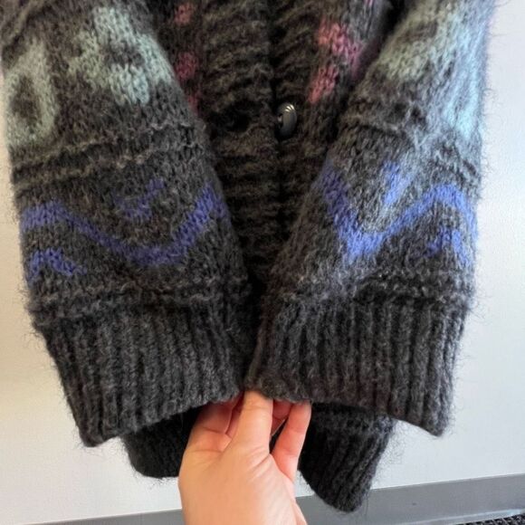 VTG Baldimaglie Italy Women’s Medium Chunky Knit Nordic Mohair Cardigan Sweater - Picture 7 of 11